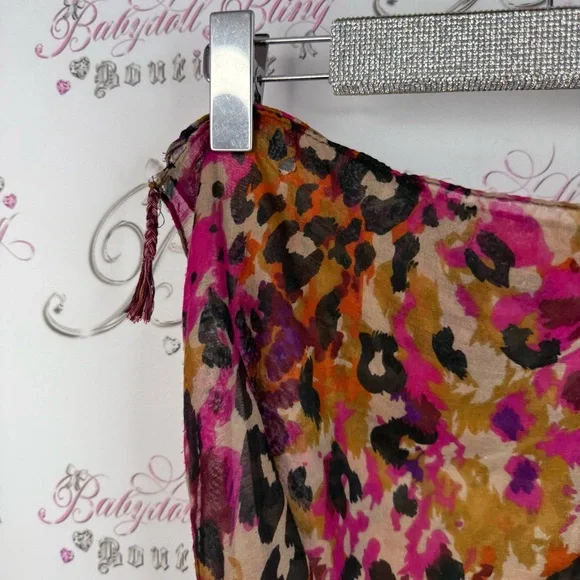 Scarf scarve wrap skirt or dress tassel details Leopard Print Scarf - Multicolor - Picture 4 of 7